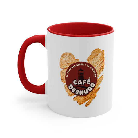 Taza de cerámica con borde y asa de color (11 oz)