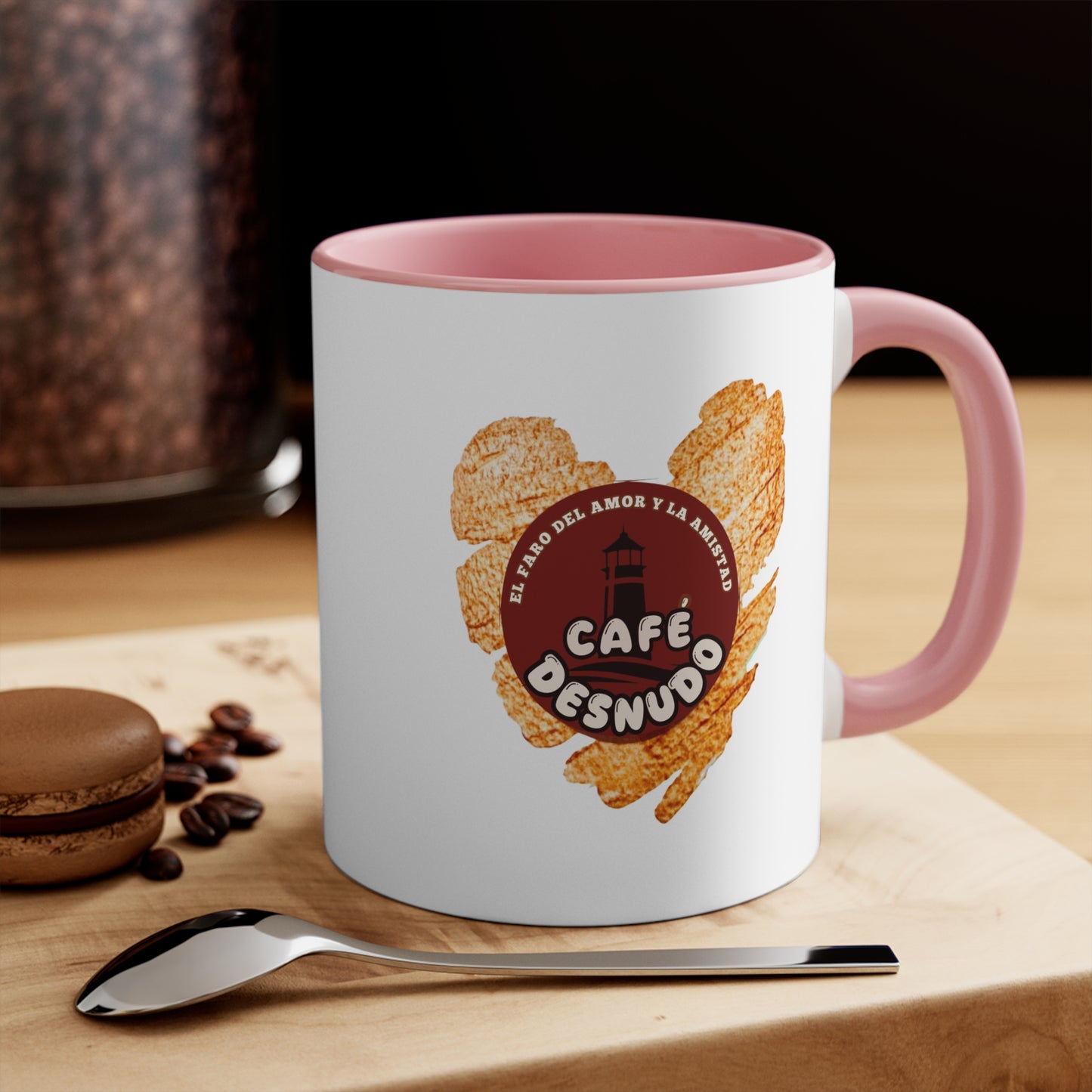 Taza de cerámica con borde y asa de color (11 oz)