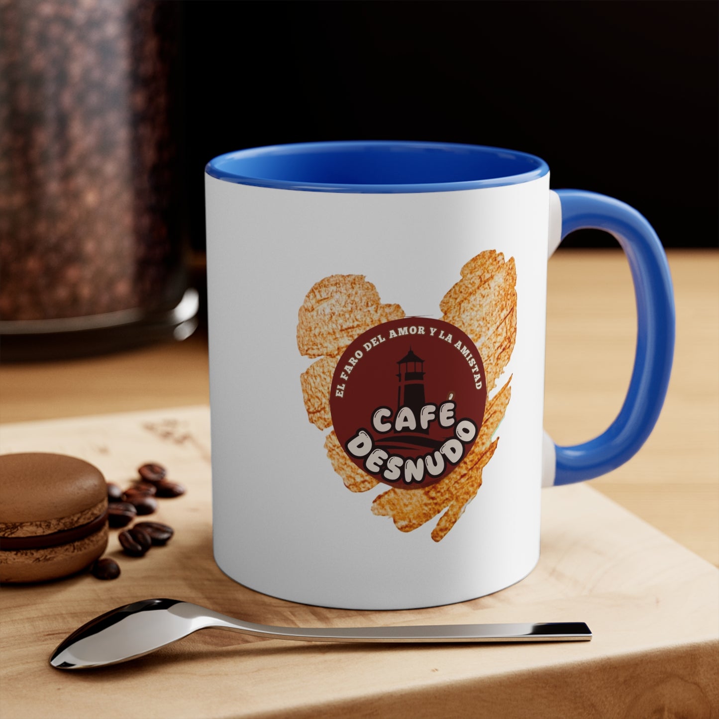 Taza de cerámica con borde y asa de color (11 oz)