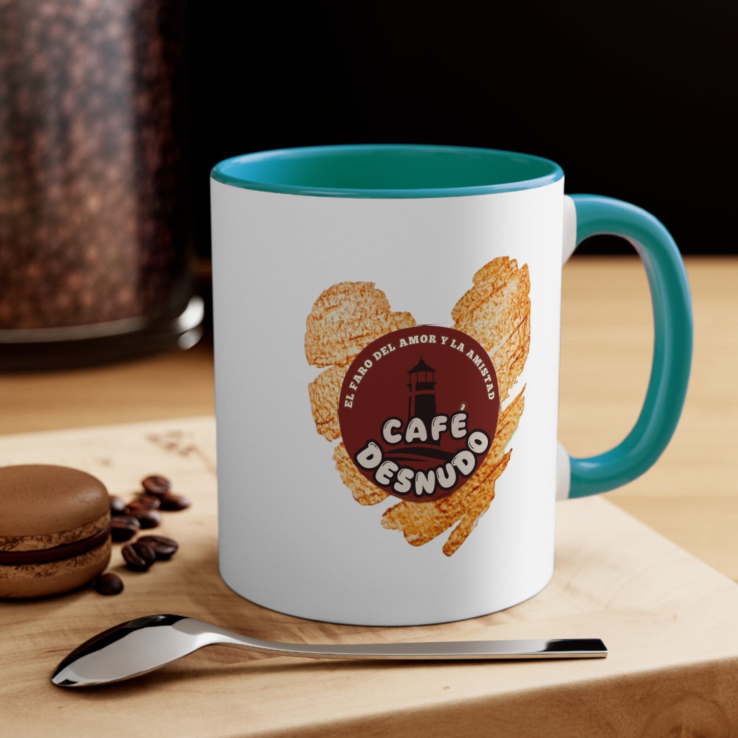 Taza de cerámica con borde y asa de color (11 oz)